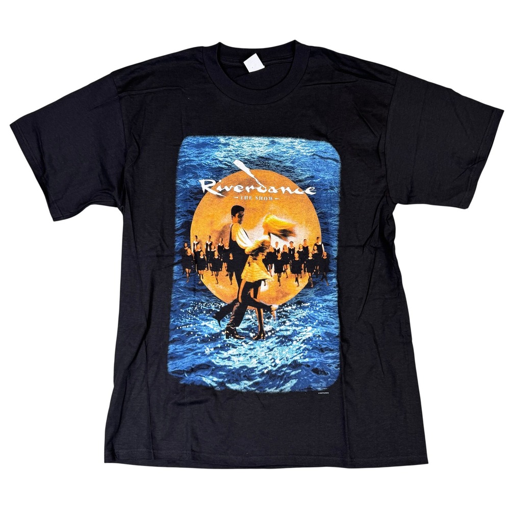 Vintage 1996 Riverdance The Show Graphic T-Shirt XL Black Irish Dance 90s Art